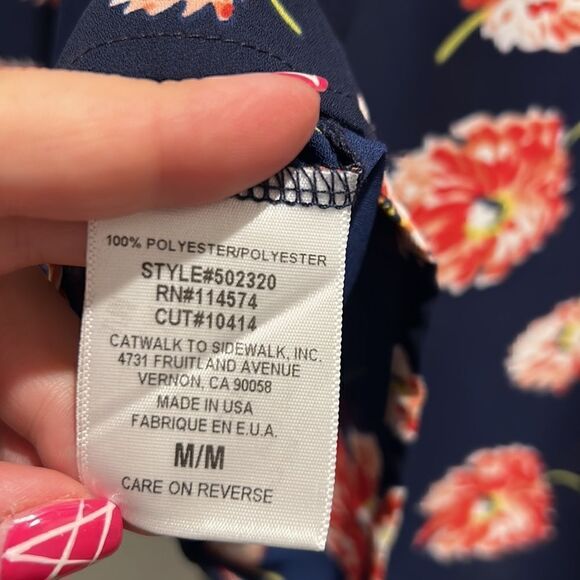 Pleione Navy Floral Off The Shoulder Top, Size Medium - Picture 6 of 7